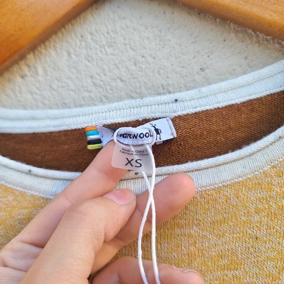 Smartwool | Shadow Pine Colorblock Sweater in Honey Gold/Natural Donegal NEW - Picture 3 of 12